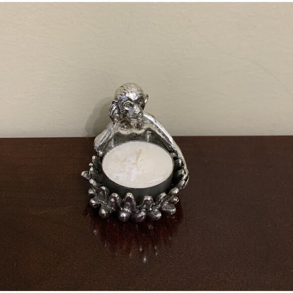 Candle Holder Silver Monkey - Picture 1 of 6